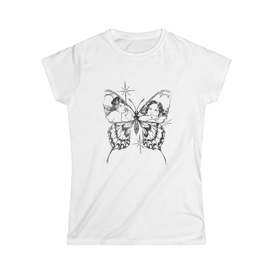 Butterflies + Angels — Graphic Distressed Fitted Tee