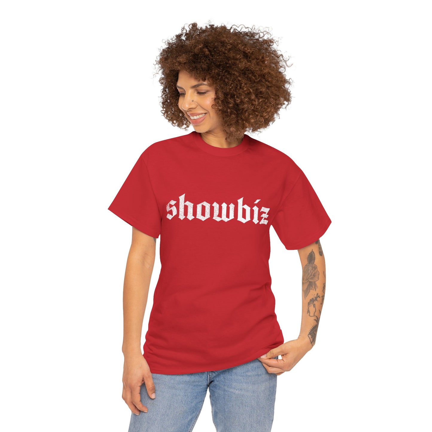 Distressed Showbiz T Shirt — Distressed Lyric Vintage Style T Shirt