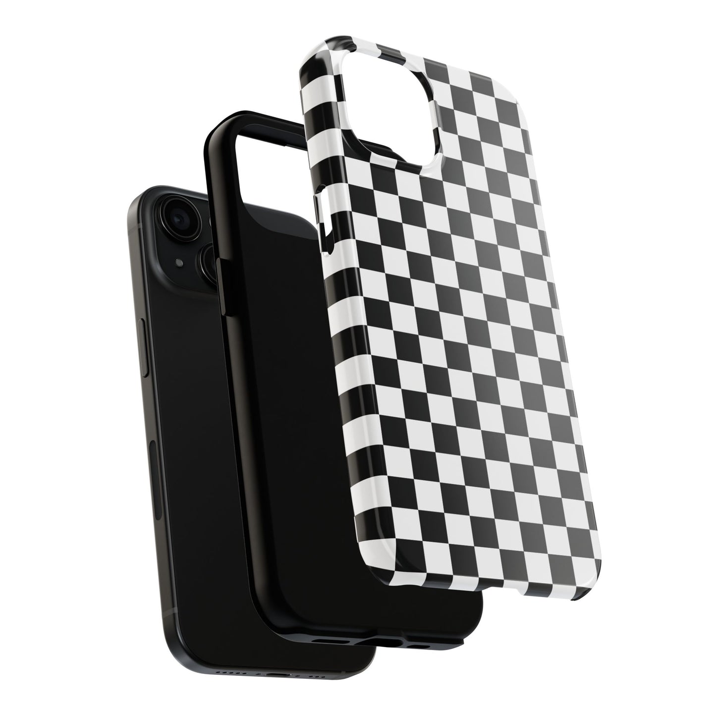 Checkered (Black + White) Phone Case — Durable Checkered (iPhone and Android) Case