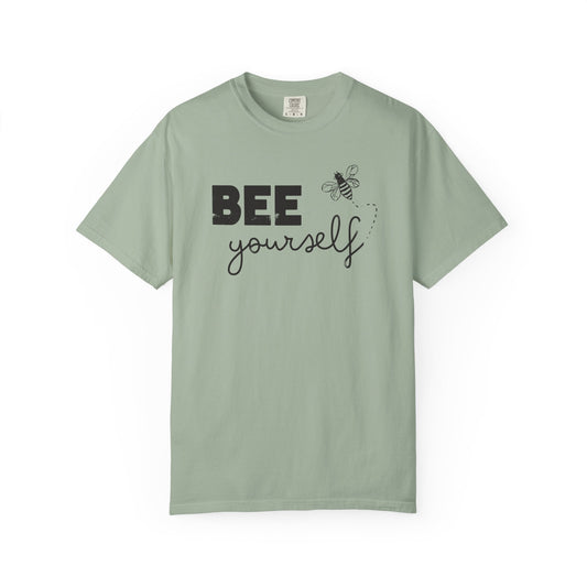 Bee Yourself — Distressed Inspirational Bee Graphic Heavyweight T Shirt