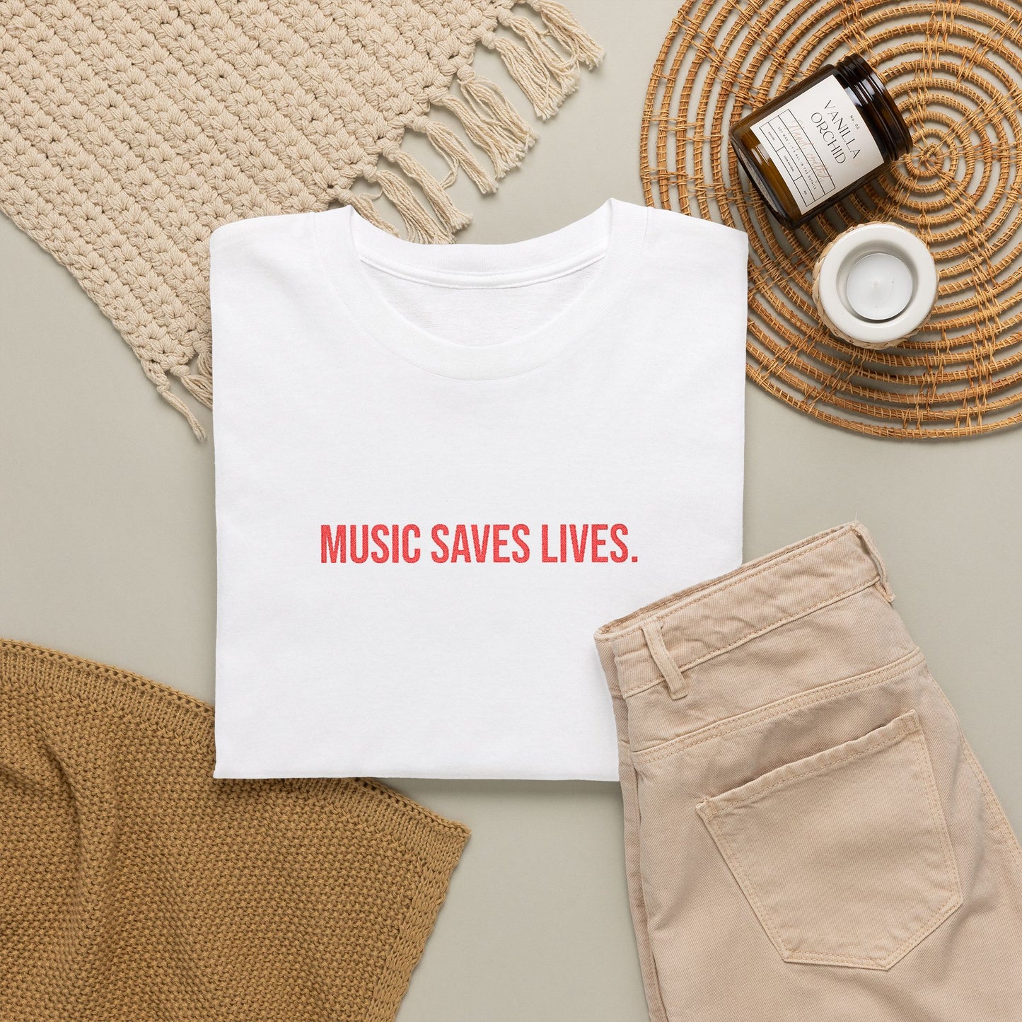 Music Saves Lives — Embroidered T Shirt for Mental Health Awareness