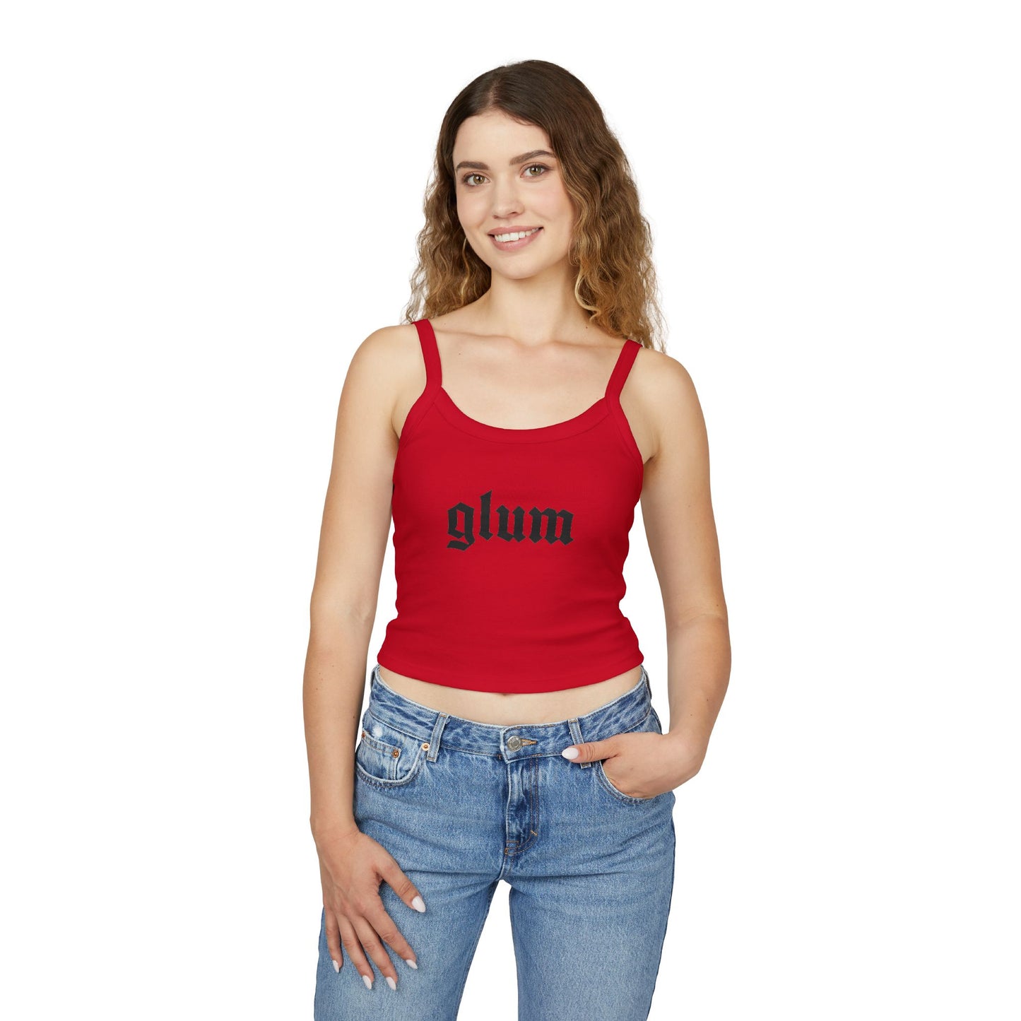 Glum - Women's Spaghetti Strap Cropped Graphic Tank