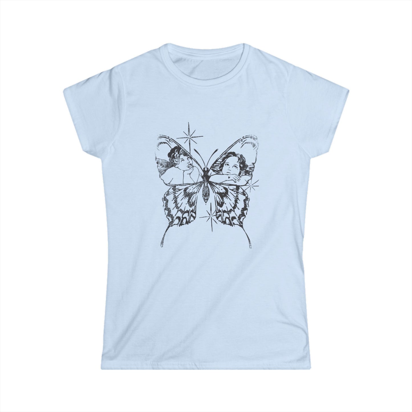 Butterflies + Angels — Graphic Distressed Fitted Tee