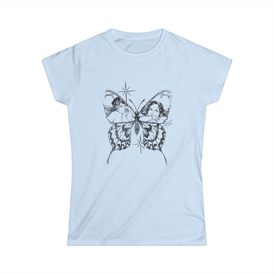 Butterflies + Angels — Graphic Distressed Fitted Tee