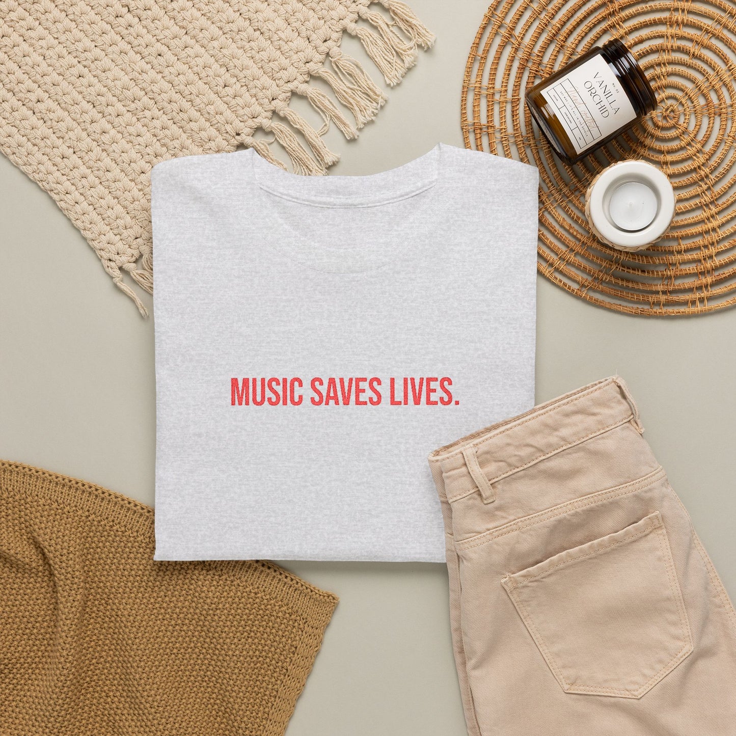 Music Saves Lives — Embroidered T Shirt for Mental Health Awareness
