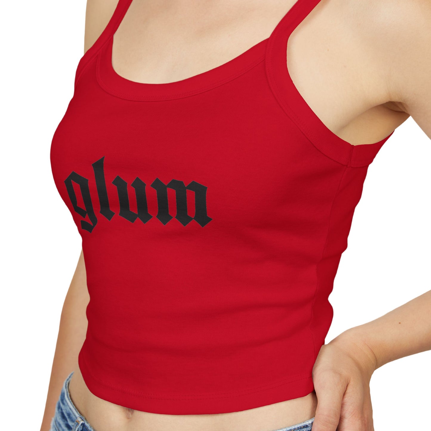 Glum - Women's Spaghetti Strap Cropped Graphic Tank