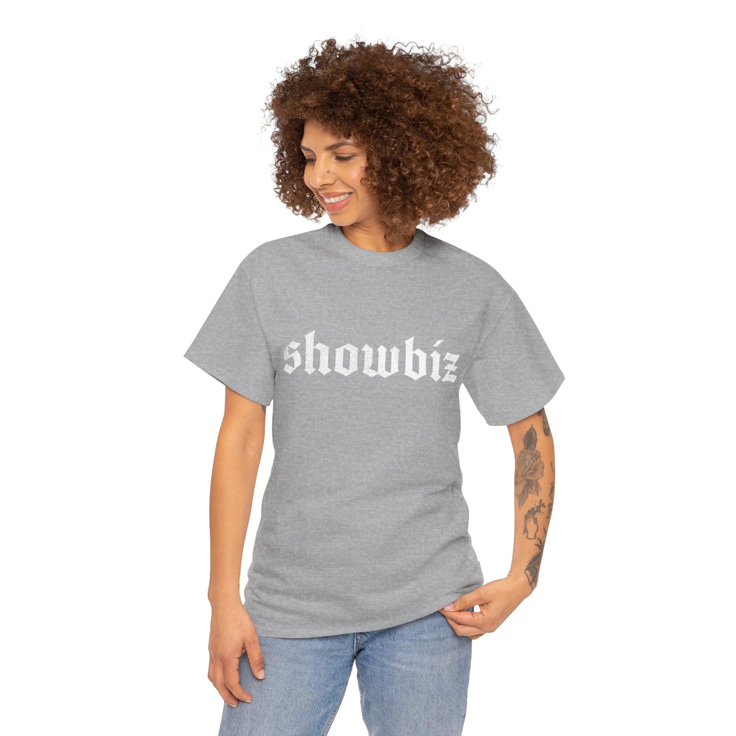 Distressed Showbiz T Shirt — Distressed Lyric Vintage Style T Shirt