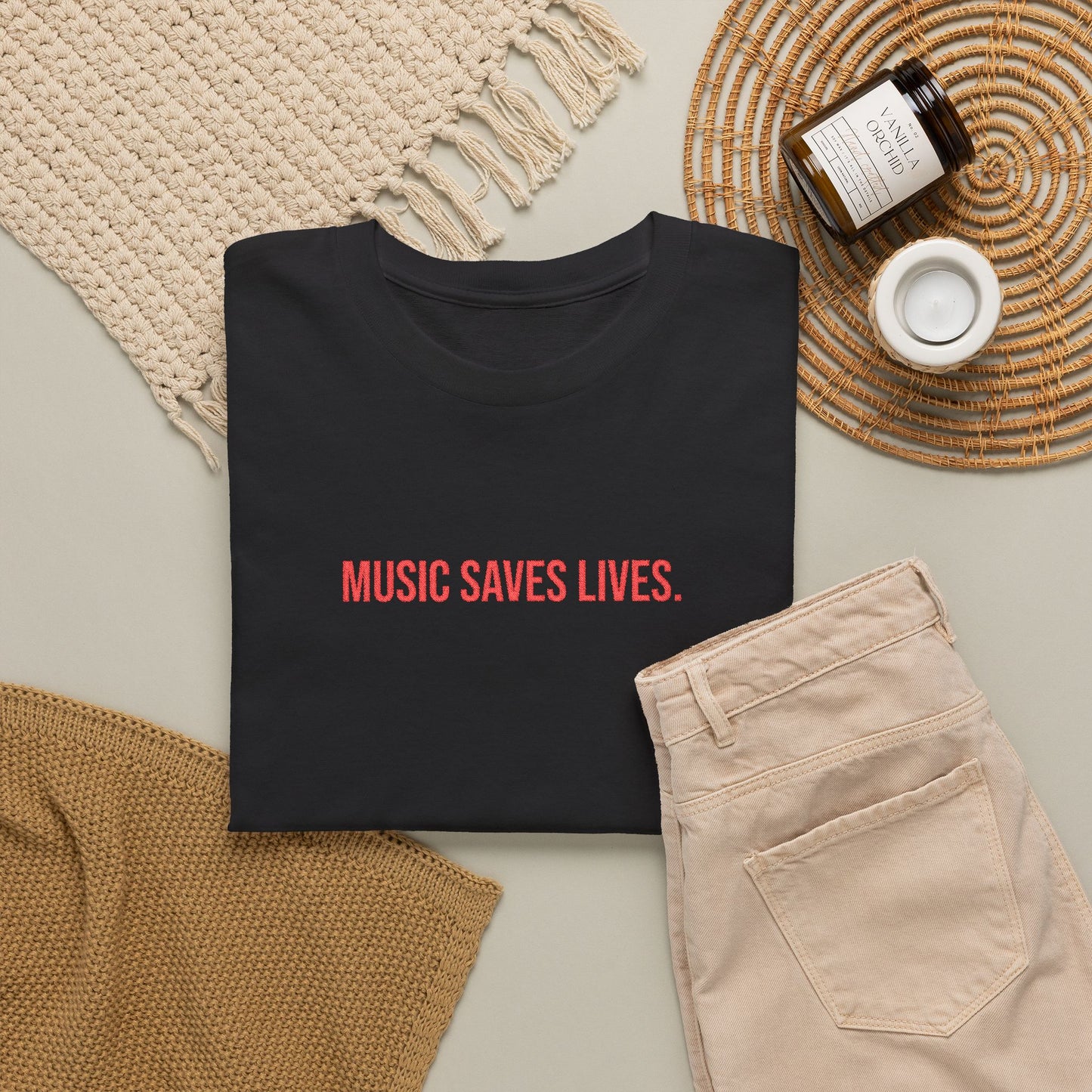 Music Saves Lives — Embroidered T Shirt for Mental Health Awareness