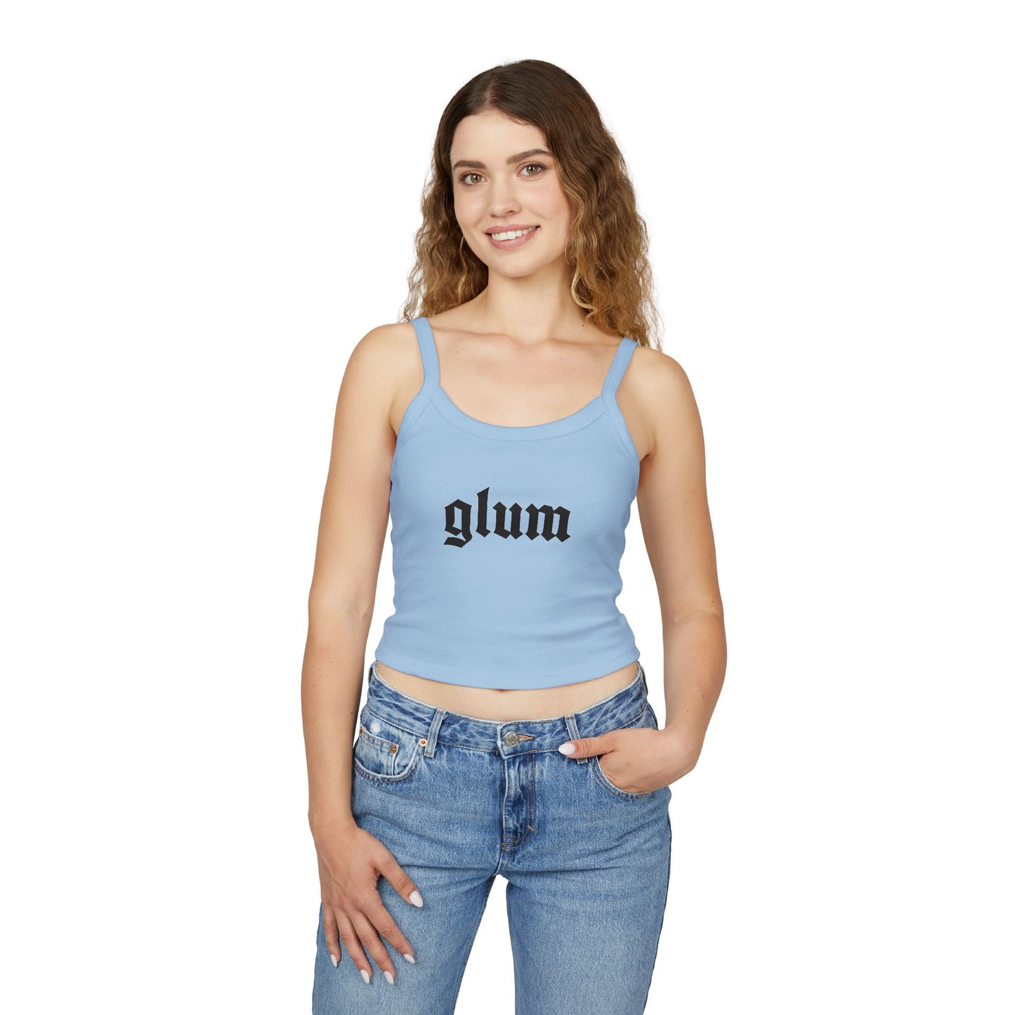 Glum - Women's Spaghetti Strap Cropped Graphic Tank