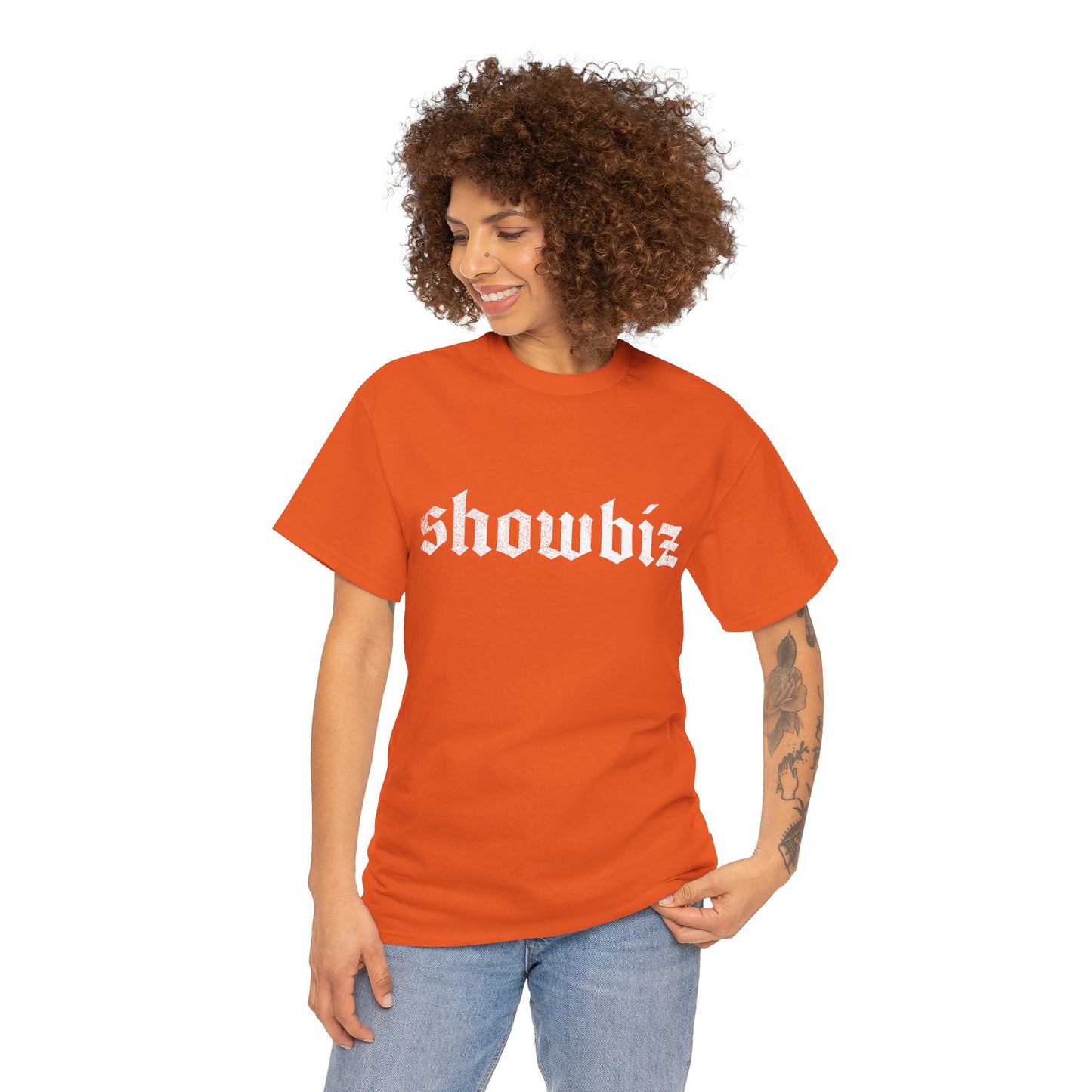 Distressed Showbiz T Shirt — Distressed Lyric Vintage Style T Shirt