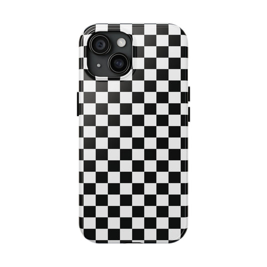 Checkered (Black + White) Phone Case — Durable Checkered (iPhone and Android) Case
