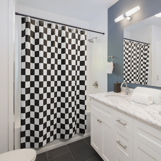 Checkered (Black + White) Shower Curtain — Bath Decor