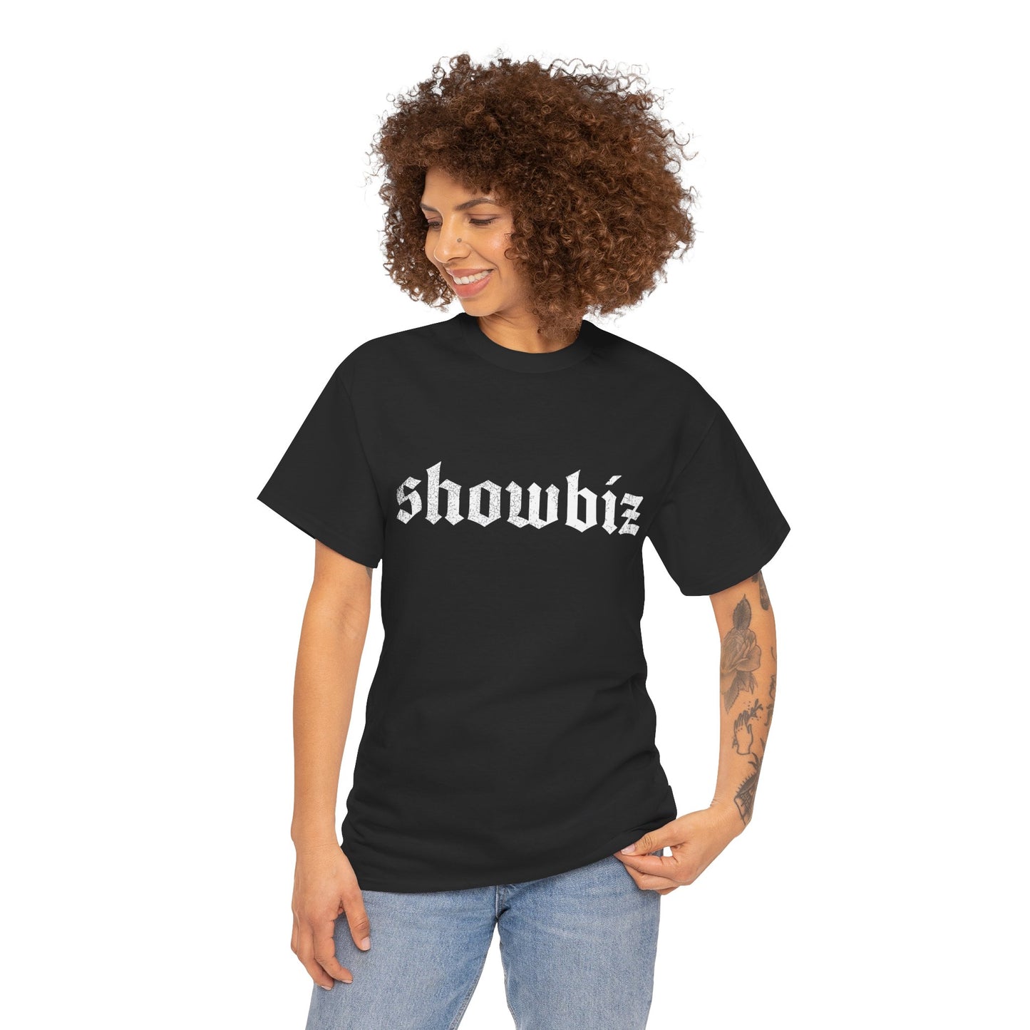 Distressed Showbiz T Shirt — Distressed Lyric Vintage Style T Shirt