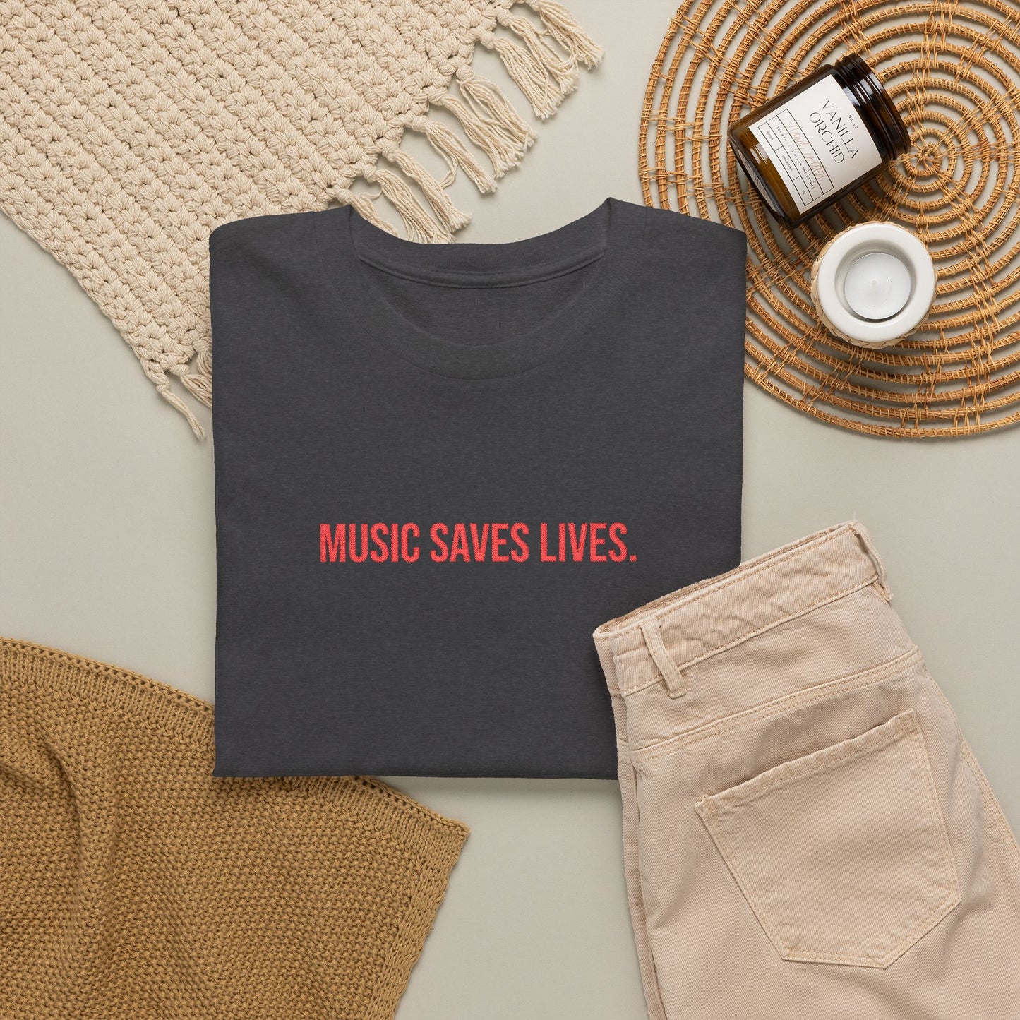 Music Saves Lives — Embroidered T Shirt for Mental Health Awareness