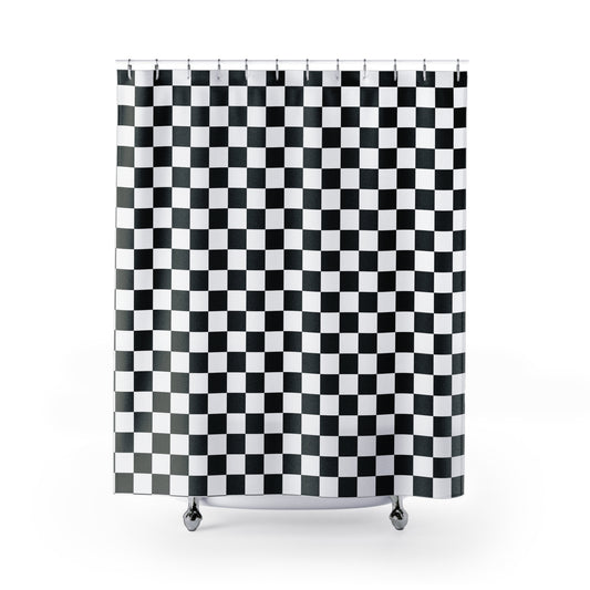 Checkered (Black + White) Shower Curtain — Bath Decor