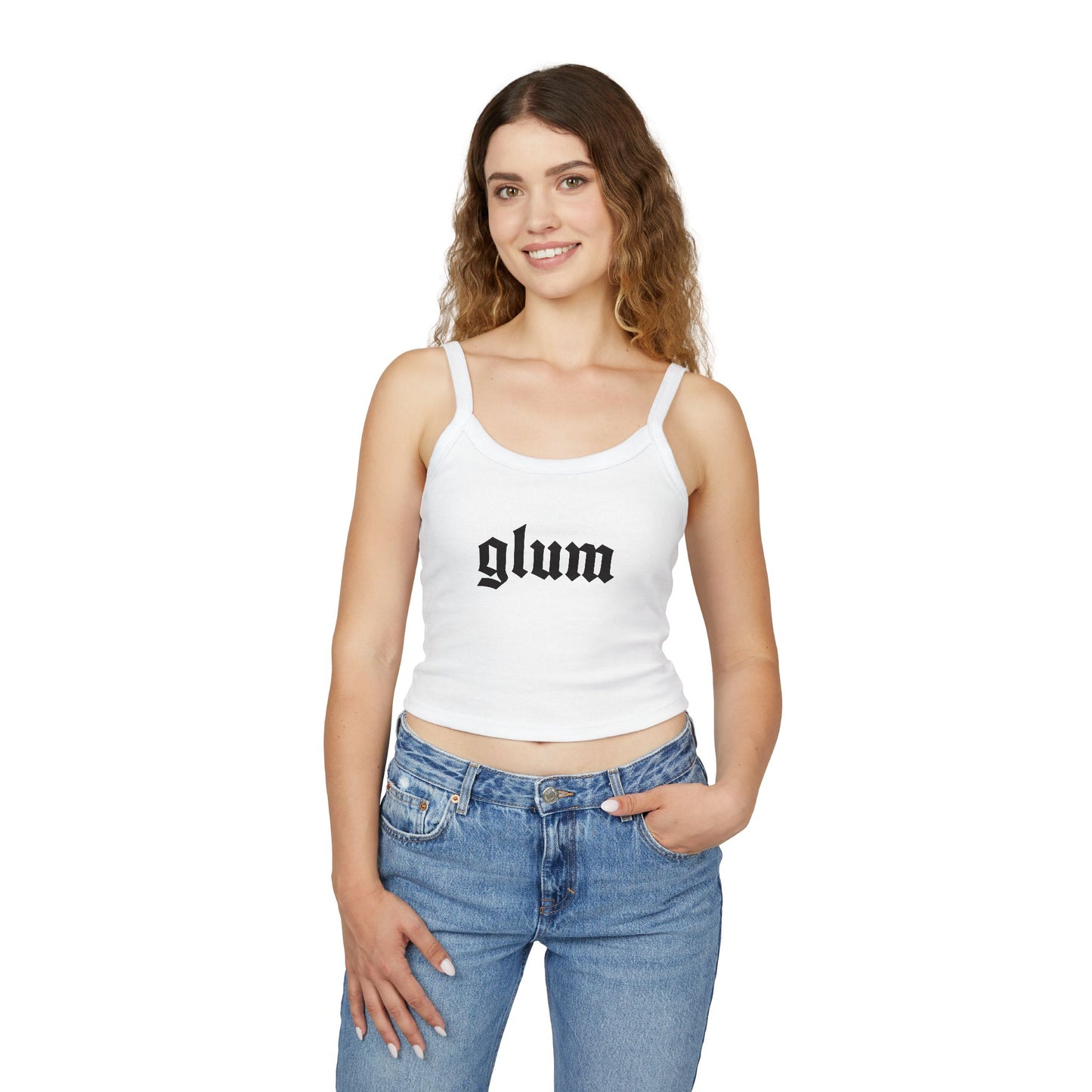 Glum - Women's Spaghetti Strap Cropped Graphic Tank